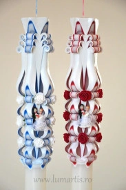 Lumanare de nunta sculptata LN 614 Grena & Bleumarin