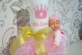 Lumânare stâlp ornată LB 445 - „Fairy”, Roz - Img 3