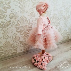 Rochiță botez Josephine - Roz (mânecă lungă) - Img 2