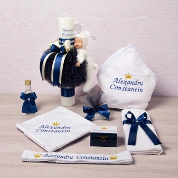 Set botez Bleumarin (lumânare și trusou)