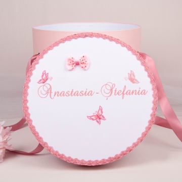 Cutie trusou botez CTB 029 - Fluturași roz pudrat - Img 2