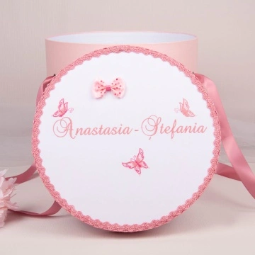 Cutie trusou botez CTB 029 - Fluturași roz pudrat - Img 2