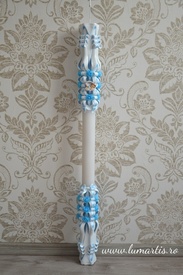 Lumanare de botez LB 751 D 4,6 cm x 90 cm Bleu - Img 1