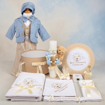 Set Complet Botez Băieți „Ursuleț Crem” - SCB07