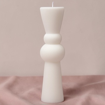 Lumânare Clepsidră pentru Nuntă / Botez, dimensiune 6 x 26 cm, culoare Alb