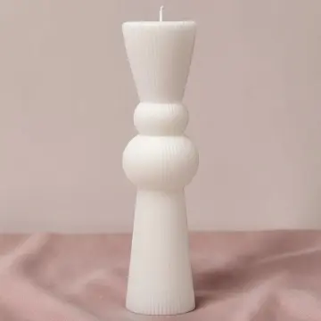 Lumânare Clepsidră pentru Nuntă / Botez, dimensiune 6 x 26 cm, culoare Alb