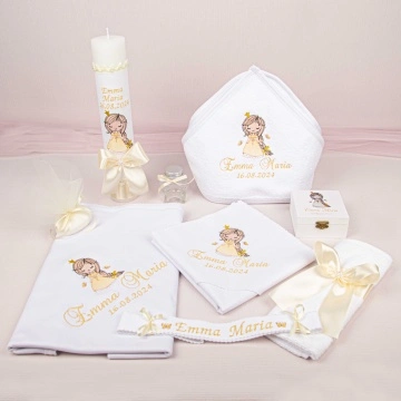Set botez „Mica Prințesă”- ivory (lumânare și trusou)