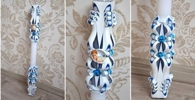 Lumanare de botez LB 708 D 3,6 cm x 60 cm Bleumarin - Img 4