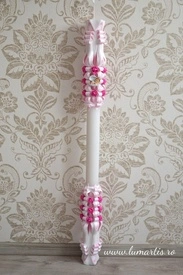 Lumanare de botez LB 752 D 4,6 cm x 90 cm Roz