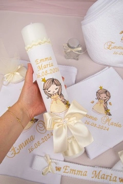 Set botez „Mica Prințesă”- ivory (lumânare și trusou) - Img 2