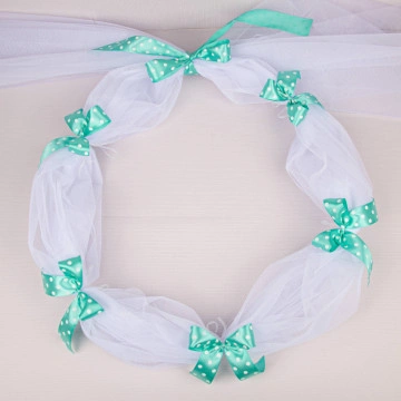 Decor Cristelniță cu Fundițe 010 - Verde turcoaz