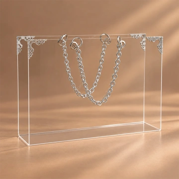 Geantă din plexiglas pentru flori cu accesorii argintii - GP001