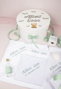 set botez cu ursulet verde menta