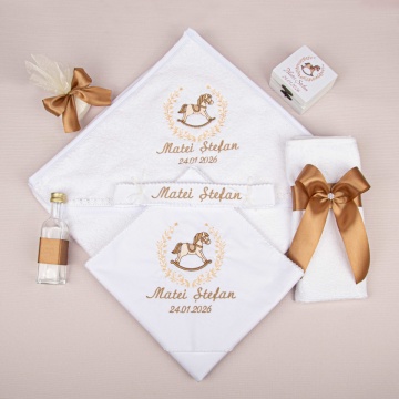 Trusou botez personalizat – Căluț maro - TB324