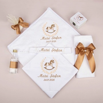 Trusou botez personalizat – Căluț maro - TB324