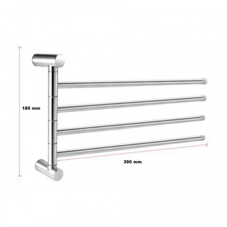 Suport rotativ pentru prosoape cu 4 bare, inox
