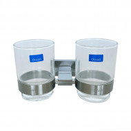Suport din inox pentru pasta si periuta de dinti cu doua pahare, pentru baie Mag Tools