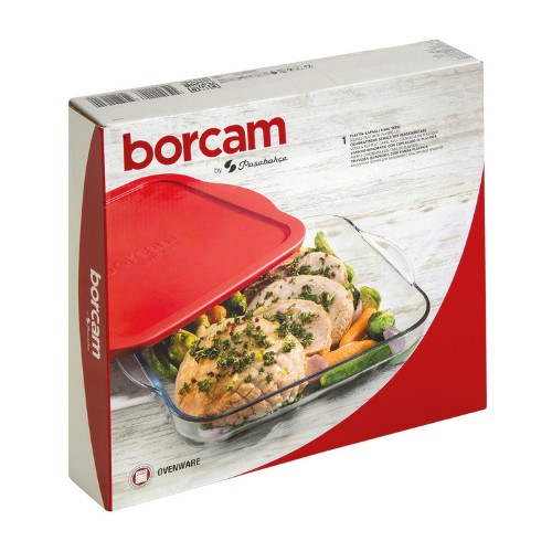 Vas termorezistent patrat cu capac Borcam 3.2 L