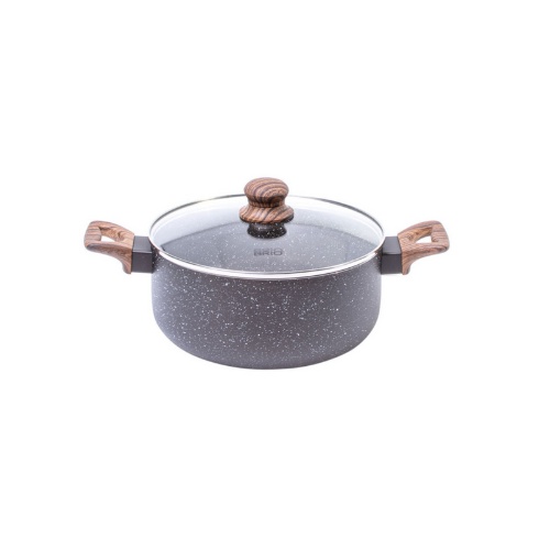 Cratita cu capac Brio Mocca Marble 24 cm, 4.8 L