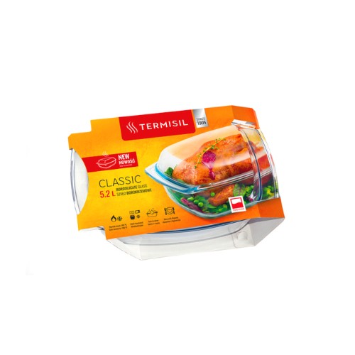 Vas termorezistent dreptunghiular cu capac Termisil 5.2 L