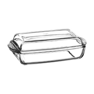 Vas termorezistent rectangular cu capac Borcam 1.3 L/0.9 L - Img 2
