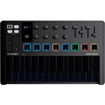 Arturia MiniLab Mk3 Deep Black - Claviatura MIDI portabila