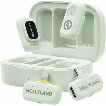 Hollyland LARK A1 Combo - Mint Green - Sistem Lavaliera Wireless 2.4 GHz cu 2 Transmitatoare