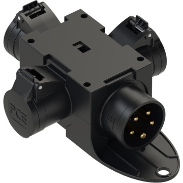 PCE Distribution box plastic mobile St.Anton 3x16/3 GS16/5 (schwarz) m.B. - Conector 3-way CEE
