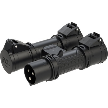PCE 16A 3p 6h with plug IP44 (H-Connect) black - Conector 3-way CEE