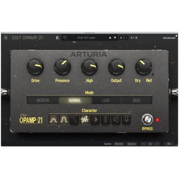 Arturia Dist OPAMP-21 - Plugin stereo de distorsiune si saturatie cu circuit op-amp emulat 4 moduri si procesare Mid/Side - Img 2