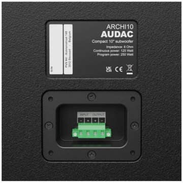 Audac ARCHI10/B - Subwoofer de perete podea sau tavan pasiv 10" bass reflex 225 W AES / 450 W program 8 Ω negru - Img 3