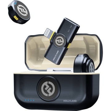Hollyland LARK M2 with Lightning Plug Duo - Shine Charcoal - Sistem Lavaliera Wireless 2.4 GHz cu 2 Transmitatoare