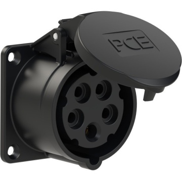 PCE 70x70 mm 16A 5p 6h IP44/IP54 black - Conector mama CEE