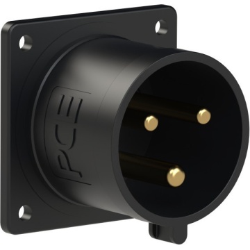 PCE 70x70 straight 32A 3p 6h IP44 black - Conector tata CEE