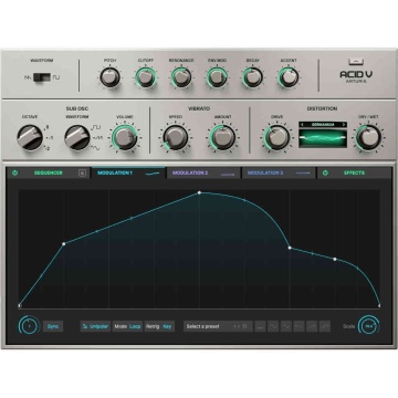 Arturia Acid V License - Plugin sintetizator virtual acid bass TB-303 cu sequencer polimetric si 14 algoritmi de distorsiune - Img 4