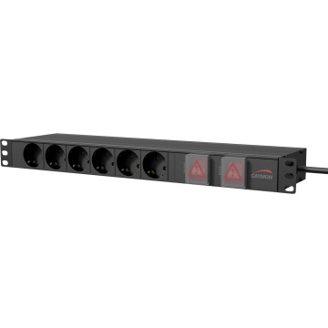 Caymon PSR269GS/B - Prelungitor rack 19" 1U cu 15 prize Type F 16 A / 4000 W