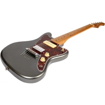 JET Guitars JJ-350 Baritone Charcoal - Chitara electrica bariton cu scala de 27 de inchi tastiera din artar si doze H - P90 - Img 3