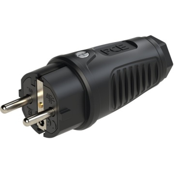 PCE Taurus2 solid rubber plug 2SL IP54 (black) - Conector schuko tata