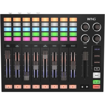 Wolfmix Wing - Controller DMX si MIDI cu 8 fadere motorizate matrice 8 x 5 si control pana la 8 universuri DMX cu Wolfmix W1 - Img 2