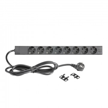 Adam Hall 19 Parts 87471 USB - Prelungitor rack 1U cu 8 prize