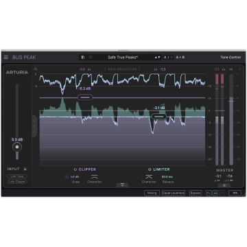 Arturia Bus PEAK - Plugin audio limiter cu clipper True Peak si control tonal