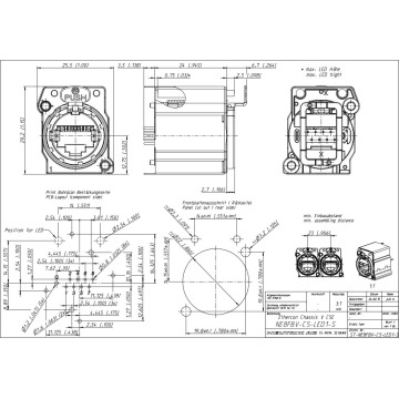 Neutrik NE8FBV-C5-LED1-S - Conector RJ45 pentru PCB - Img 2