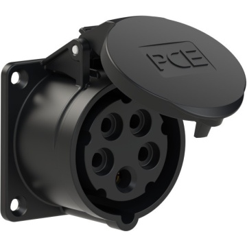PCE 70x70 mm 16A 5p 6h IP44/IP54 TT black - Conector mama CEE