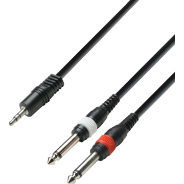 Adam Hall 3Star Y TRS3.5-2TS 1m - Cablu adaptor Y Jack 3.5 mm / 2 x Jack 6.3 mm