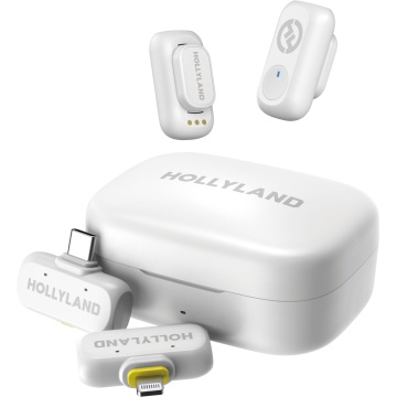 Hollyland LARK A1 Combo - Ivory White - Sistem Lavaliera Wireless 2.4 GHz cu 2 Transmitatoare
