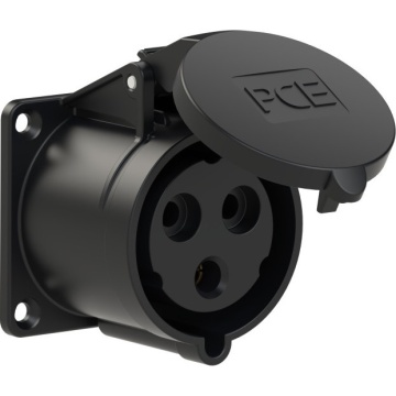 PCE 70x70 mm 32A 3p 6h IP44 black - Conector mama CEE