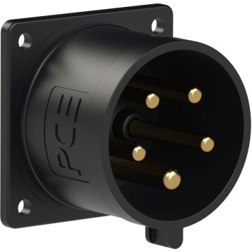 PCE 70x70 straight 32A 5p 6h IP44 black - Conector tata CEE