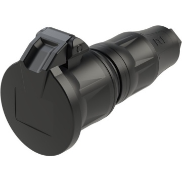 PCE TopTaurus2 safety connector lid nat LED IP54 black - Conector schuko mama