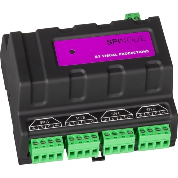 Visual Productions SpiNode - Controler SPI 4 porturi Art-Net / sACN cu montare pe șină DIN