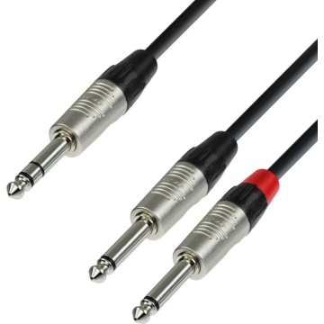 Adam Hall 4Star TRS-2TS 0.9m - Cablu adaptor Y Jack 6.3 mm TRS / 2 x Jack 6.3 mm